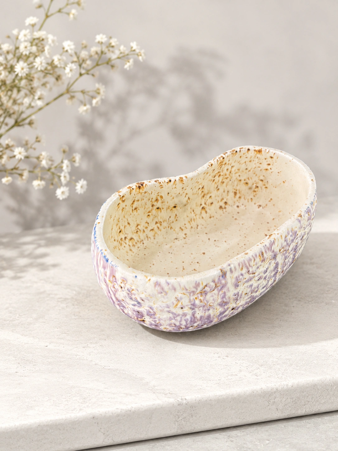 Lavender Pebble Oval Serving Bowl by Hira Industries