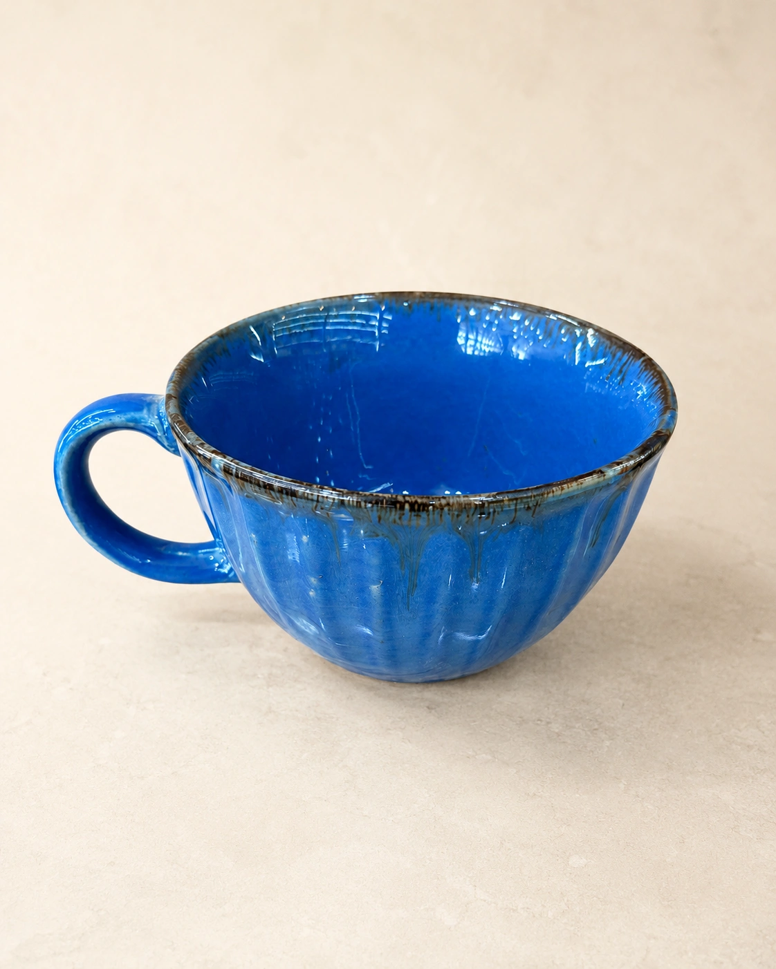 Cobalt Fluted Ceramic Soup Mug by Hira Industries