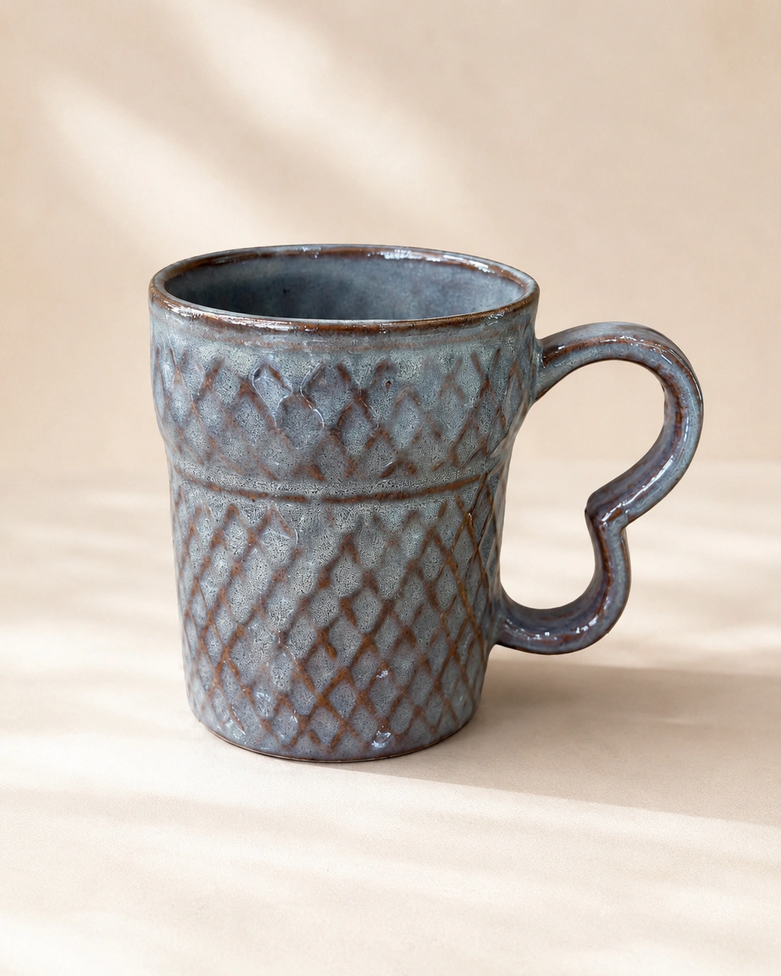 Mist Lattice Scroll-Handle Mug by Hira Industries