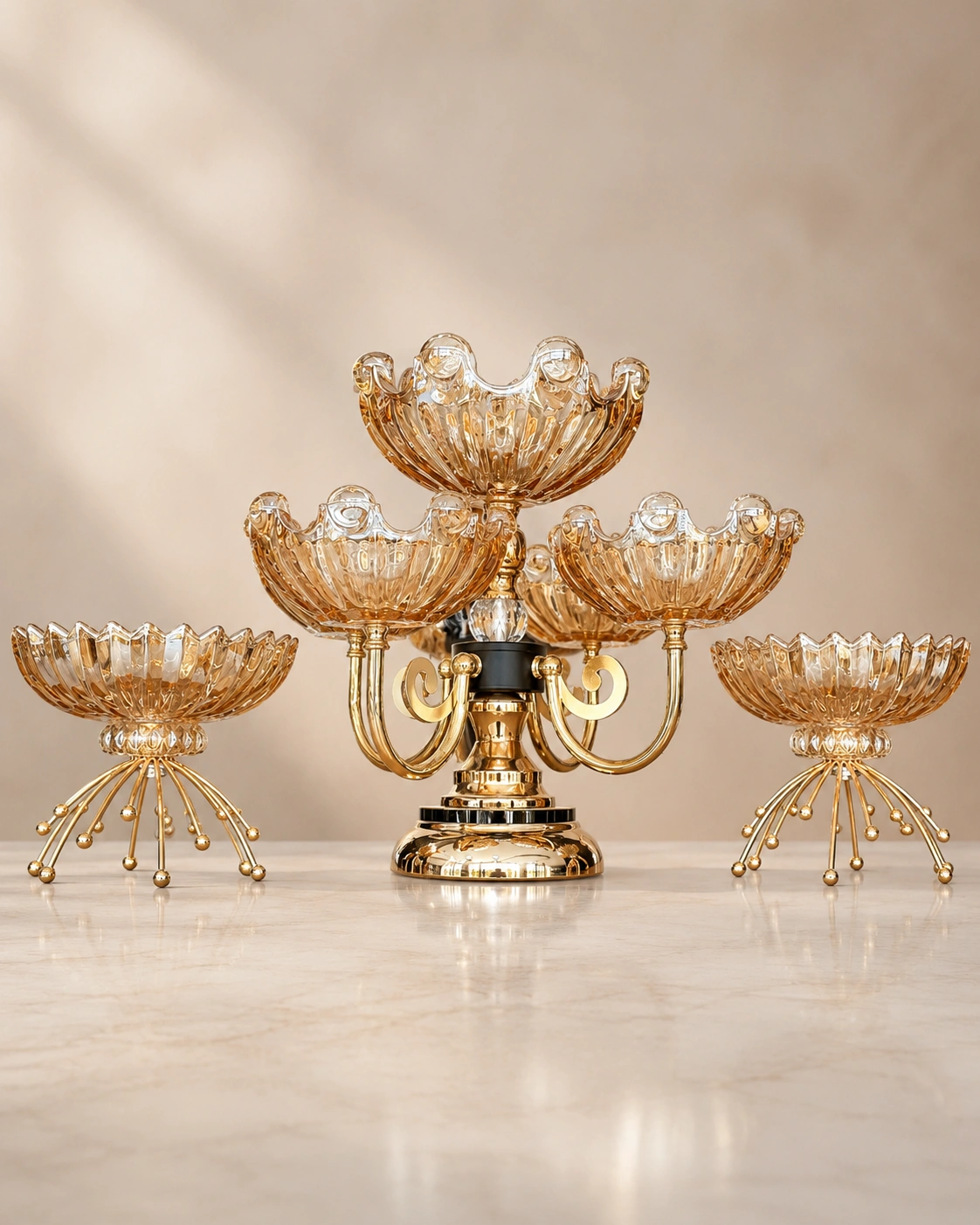 Amber Crystal Serving Ensemble by Hira Industries