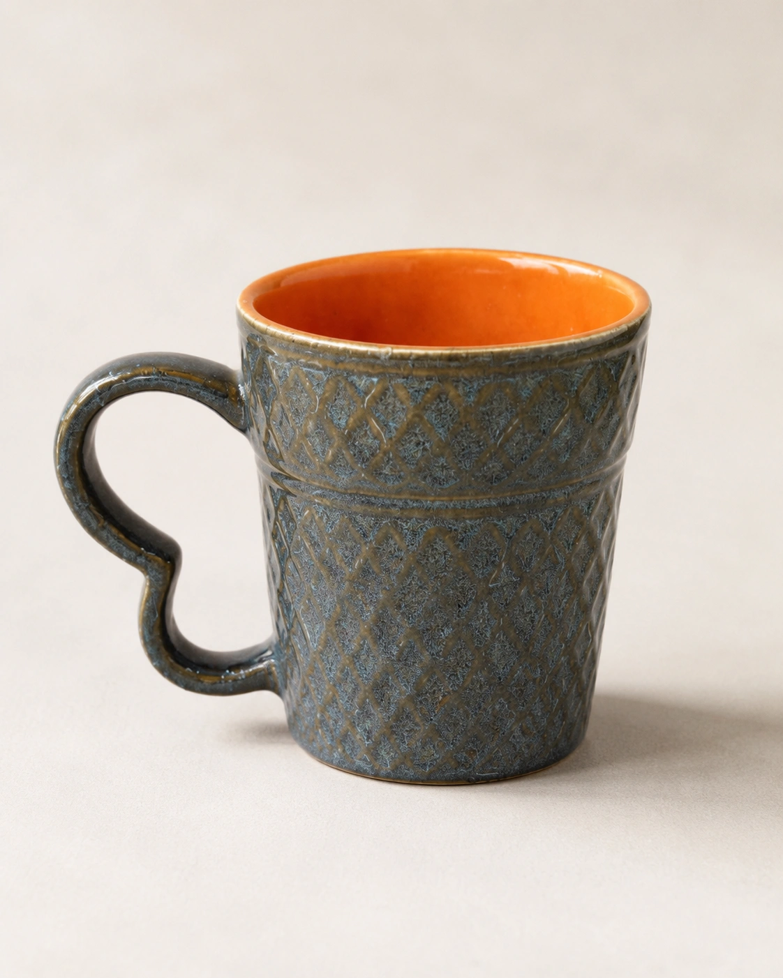 Ember Lattice Scroll-Handle Mug by Hira Industries