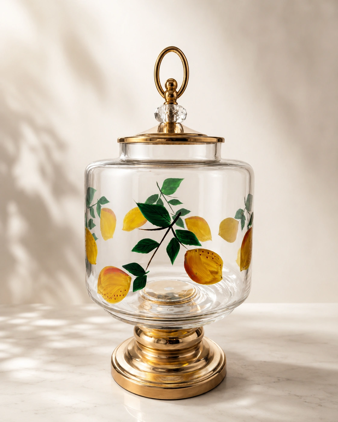 Lemon Motif Glass Storage Jar by Hira Industries