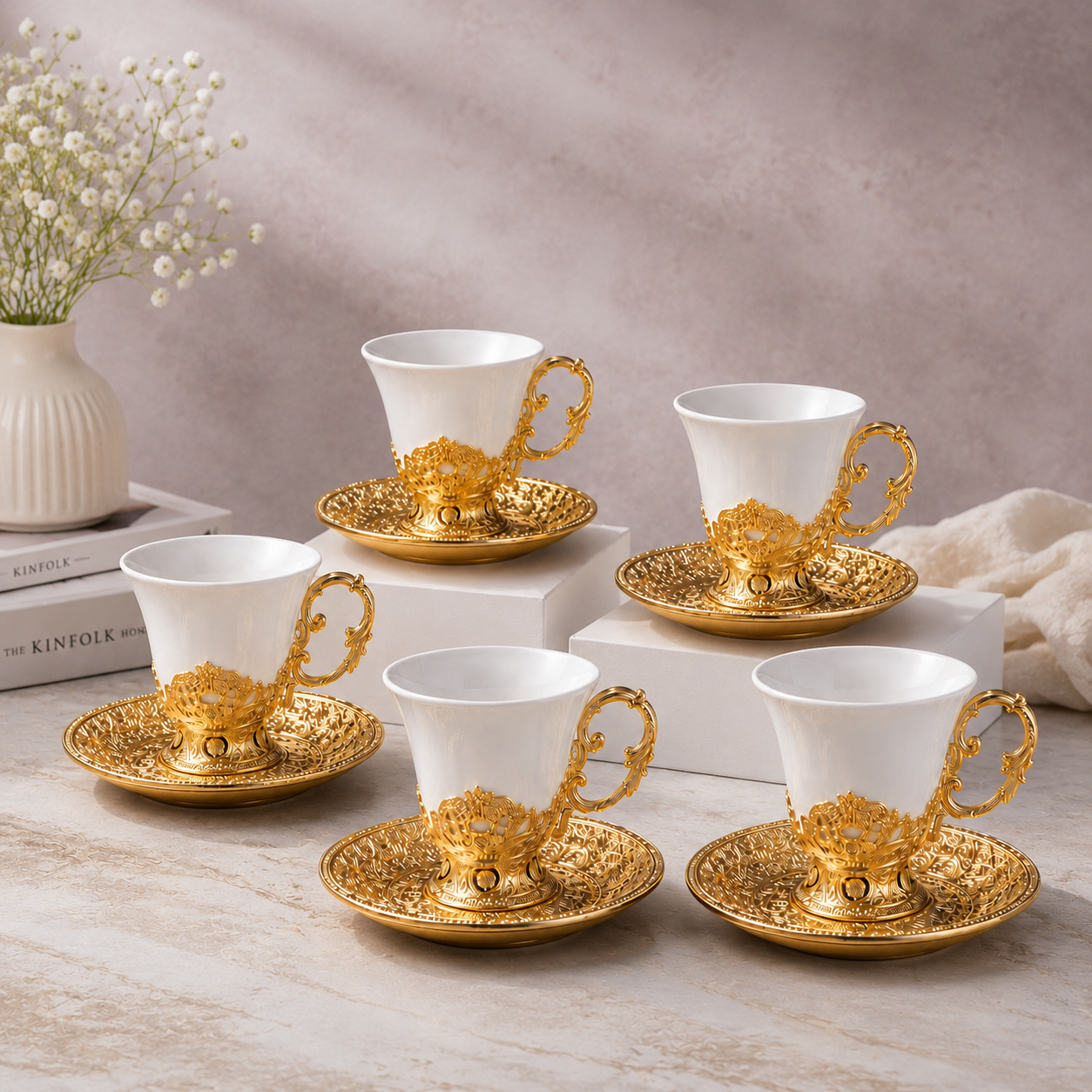 Royal Gold Cup & Saucer Set by Hira Industries