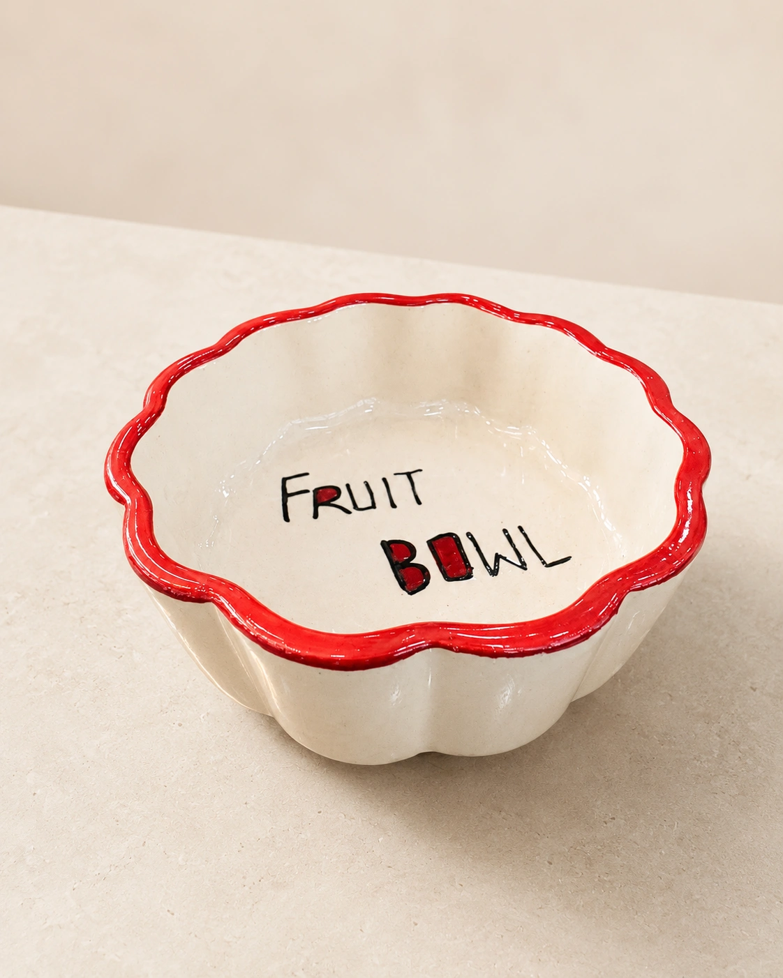 Red Rim Fruit Bowl by Hira Industries