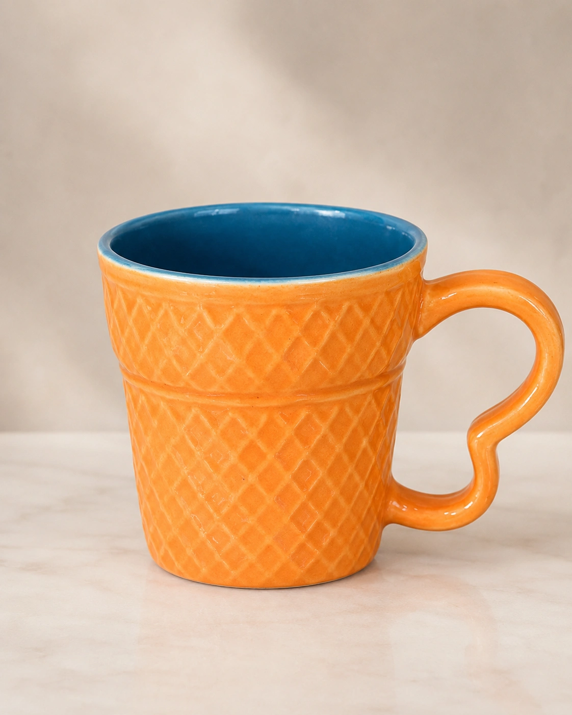 Citrus Cobalt Lattice Ceramic Mug by Hira Industries