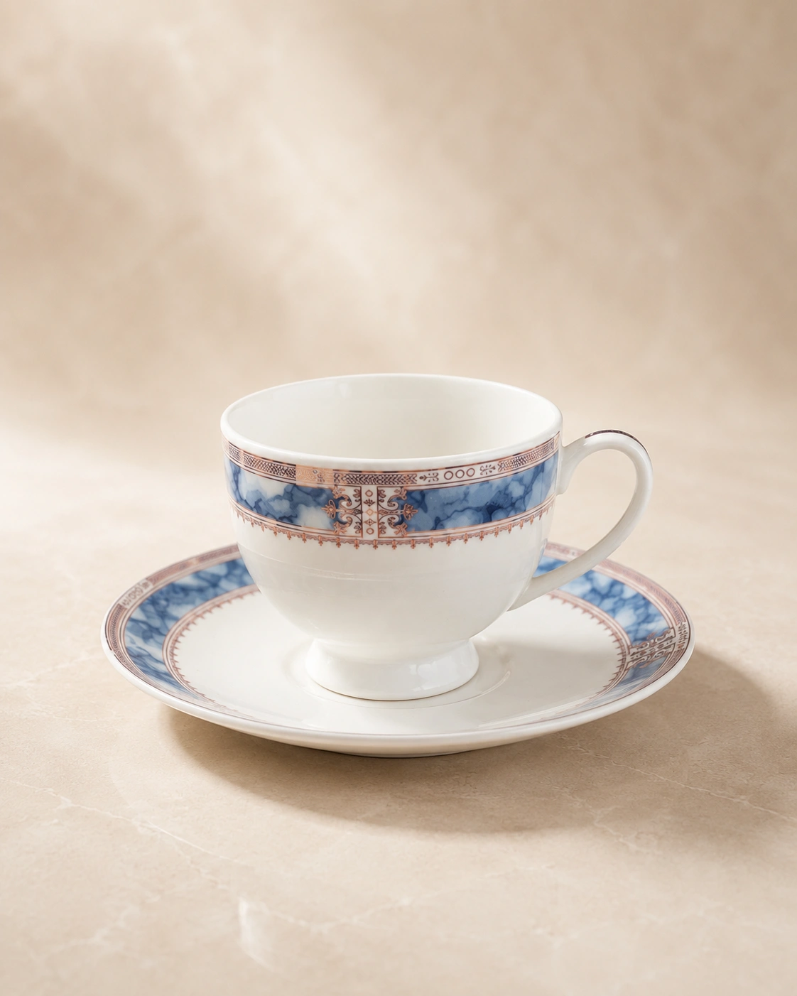 Marble Blue Band Cup and Saucer by Hira Industries