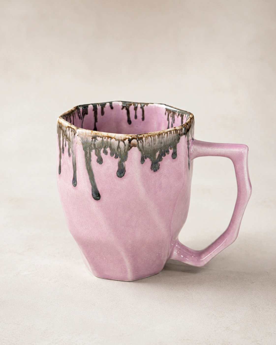 Rose Drip Facet Ceramic Mug by Hira Industries