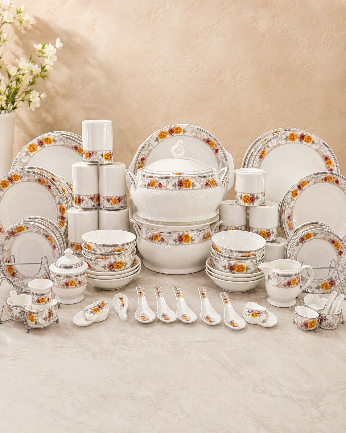 Royal Rose Complete Dinner Set by Hira Industries