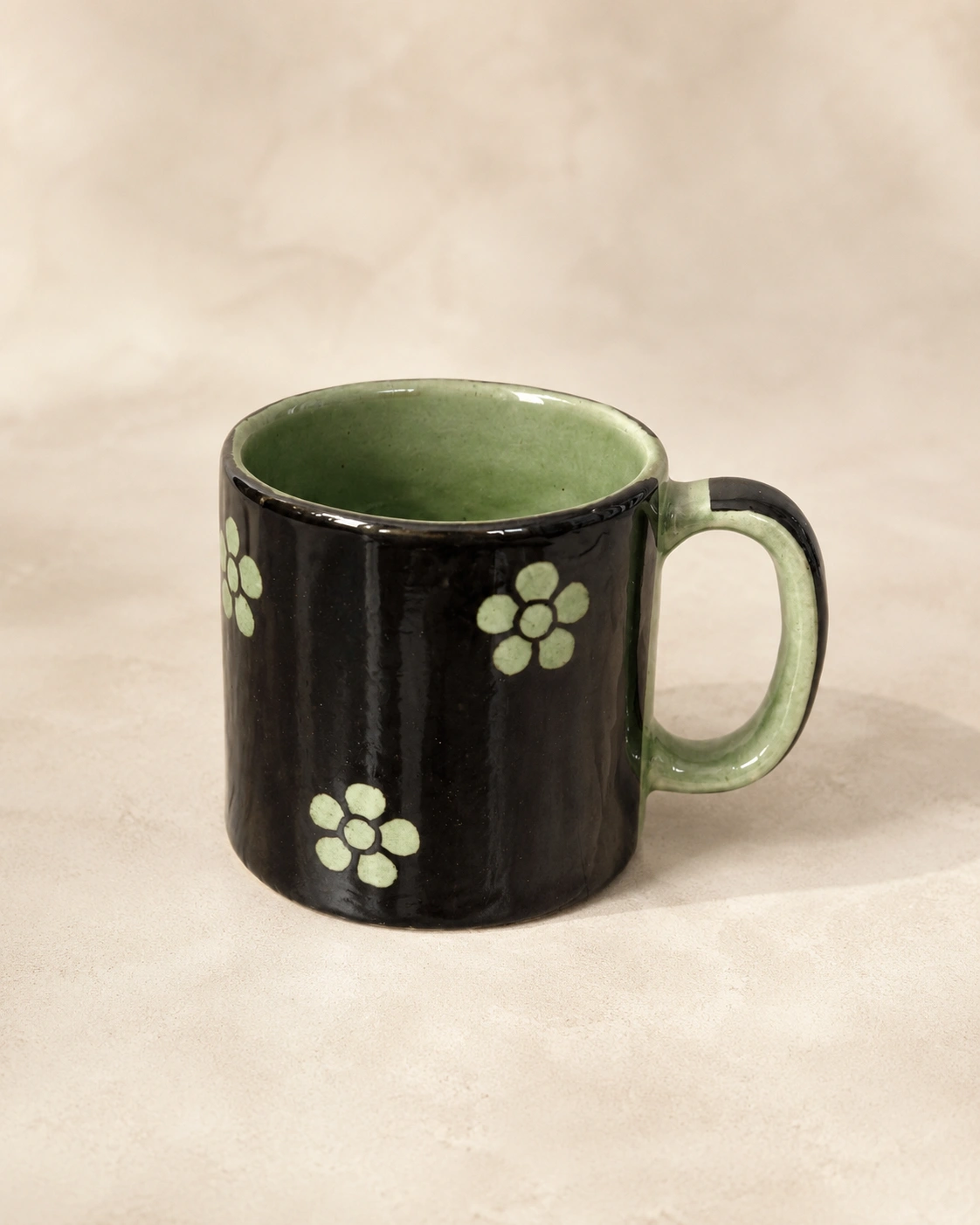 Noir Mint Blossom Ceramic Mug by Hira Industries