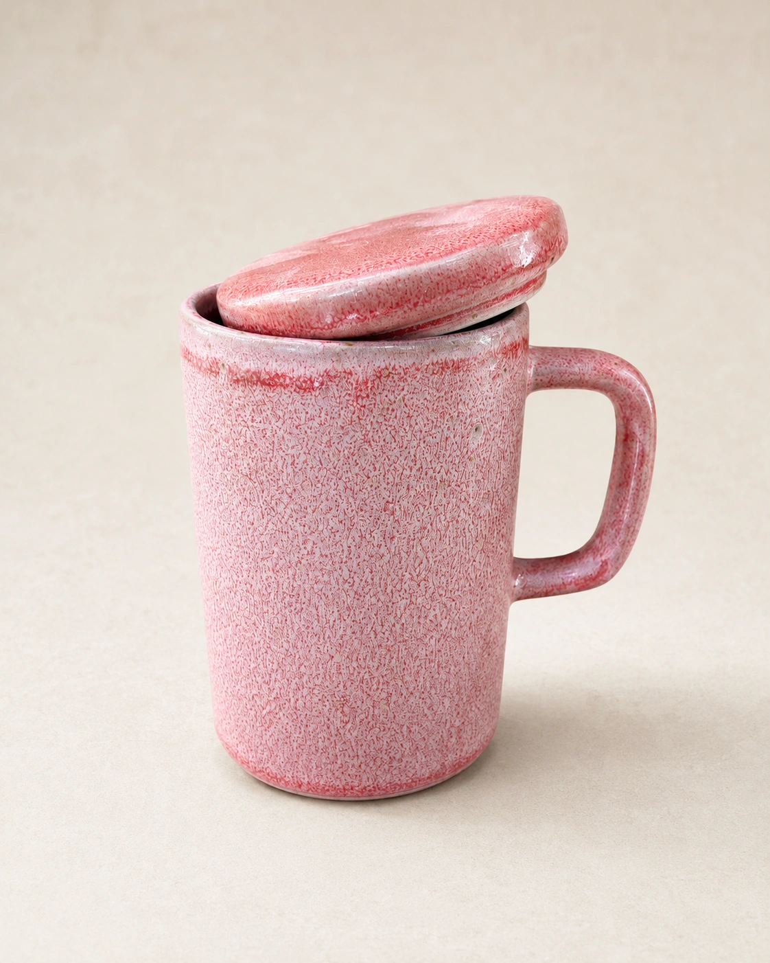 Rose Frost Lidded Ceramic Mug by Hira Industries