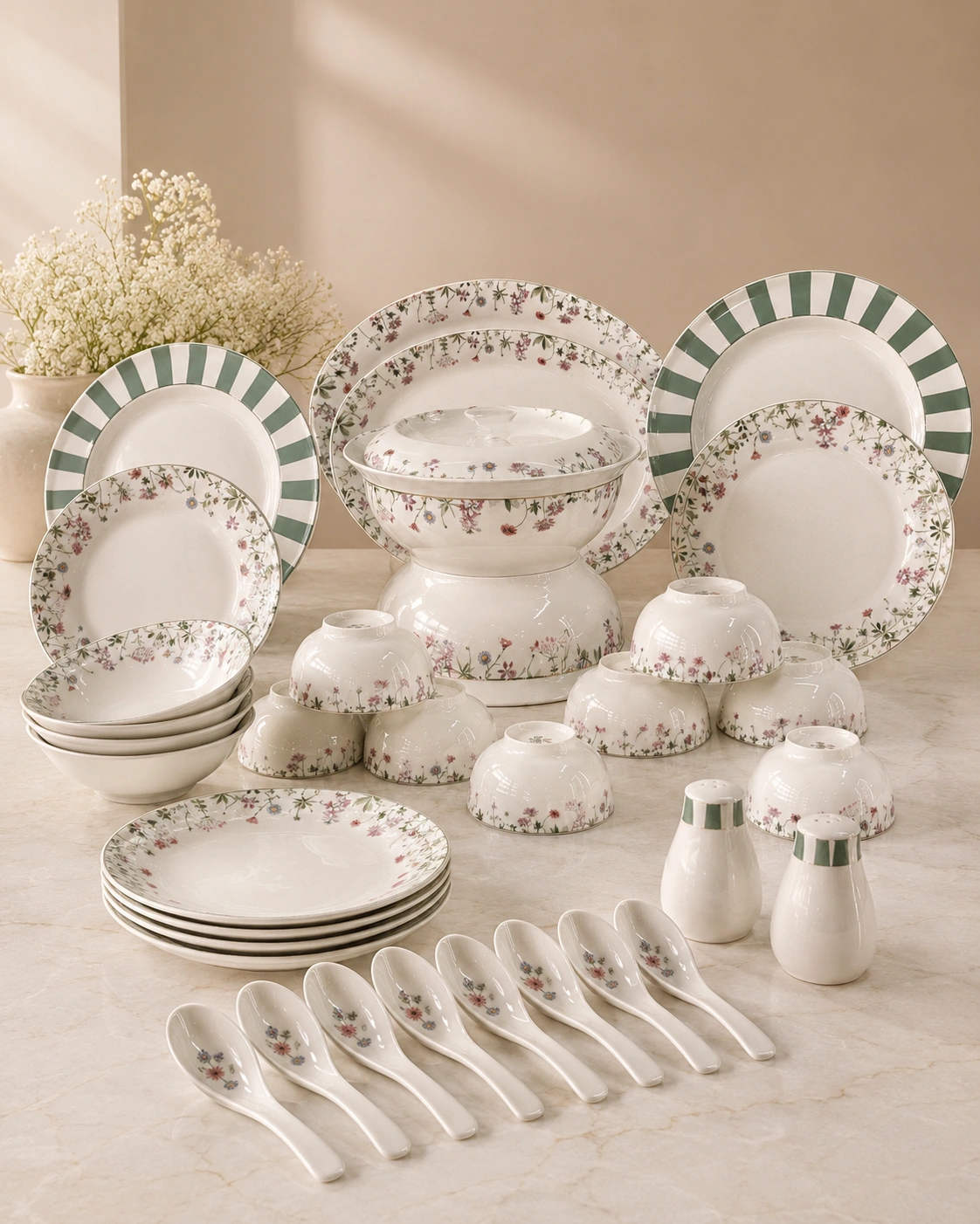 Garden Stripe Dinner Set by Hira Industries